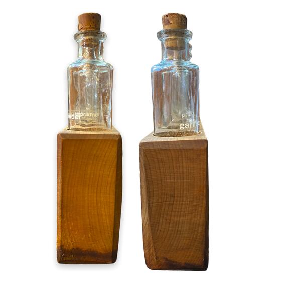 Vintage Spice rack Propagation Wood Stand 8 Bottles Glass - Picture 2 of 8